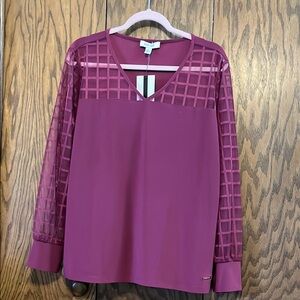 Elegant Plum Sheer Sleeve Top